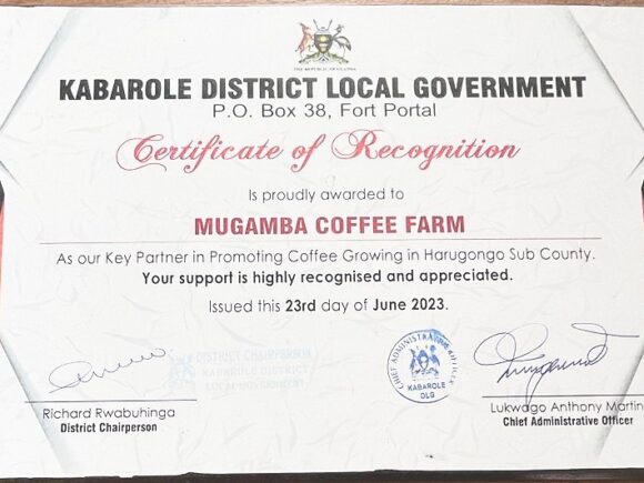 Kabalore District Local Government Recognizes Mugamba Farm